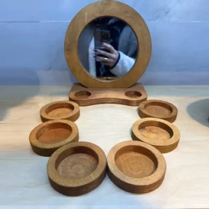 هفت سین آینه دار چوبی گرد