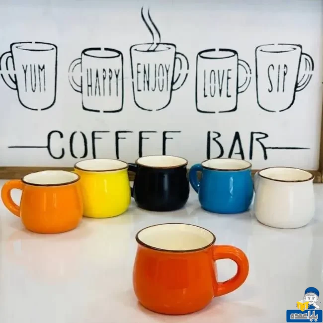 فروش عمده شات قهوه خوری رنگی طرح ساده خمره ای