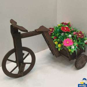 دوچرخه چوبی تزیینی گلدار