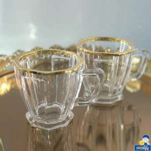 فنجان شیشه ای لب طلایی استیج